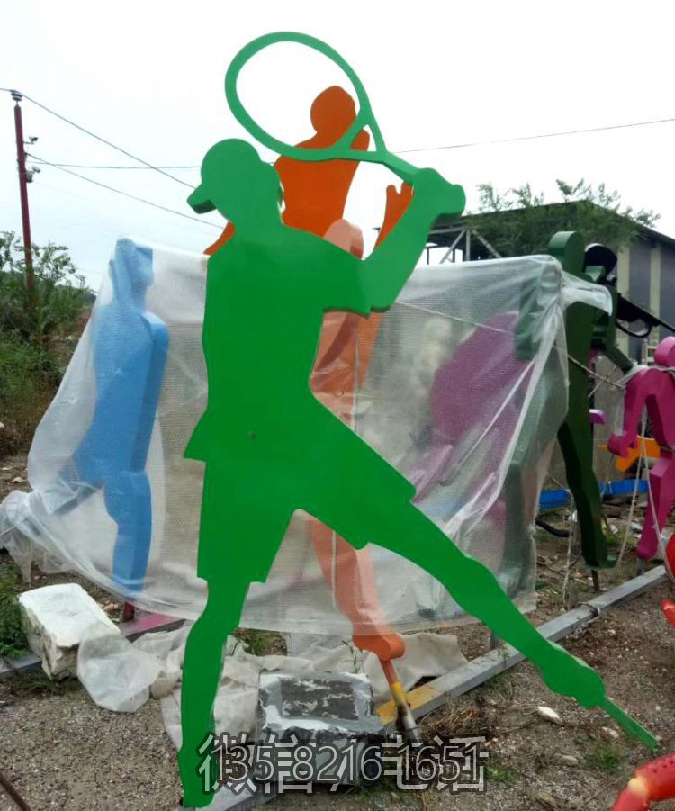 公園景觀剪影不銹鋼抽象體育運(yùn)動打羽毛球的人物雕塑