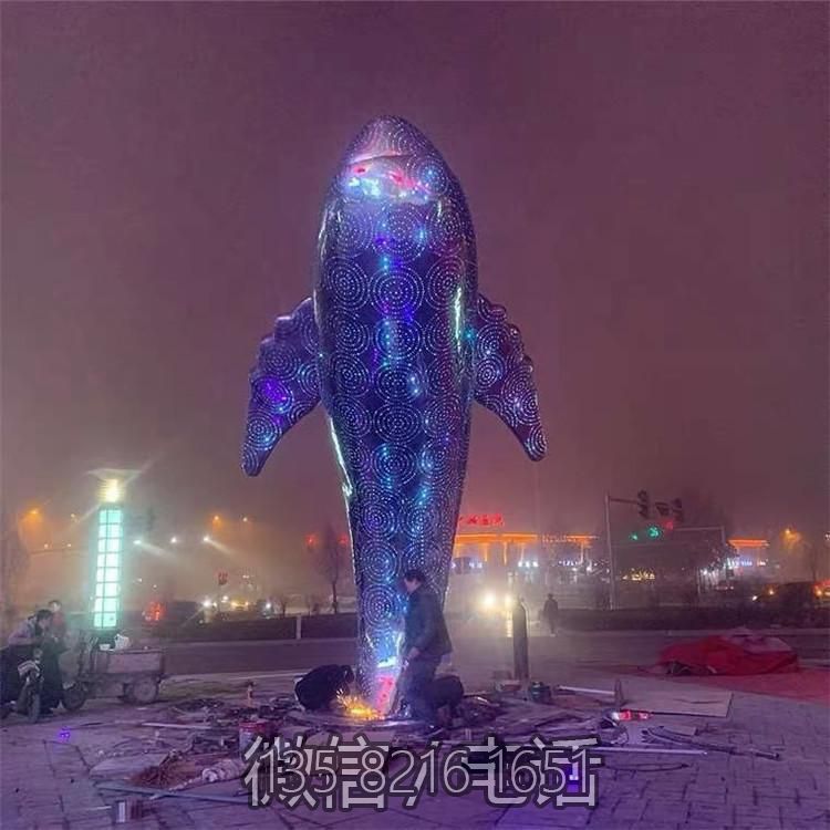 城市景觀裝飾擺件不銹鋼大型動物景觀鯨魚雕塑
