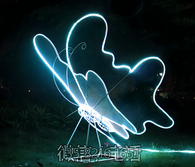 景觀戶外不銹鋼鐵藝?yán)ハx景觀抽象亮化蝴蝶雕塑