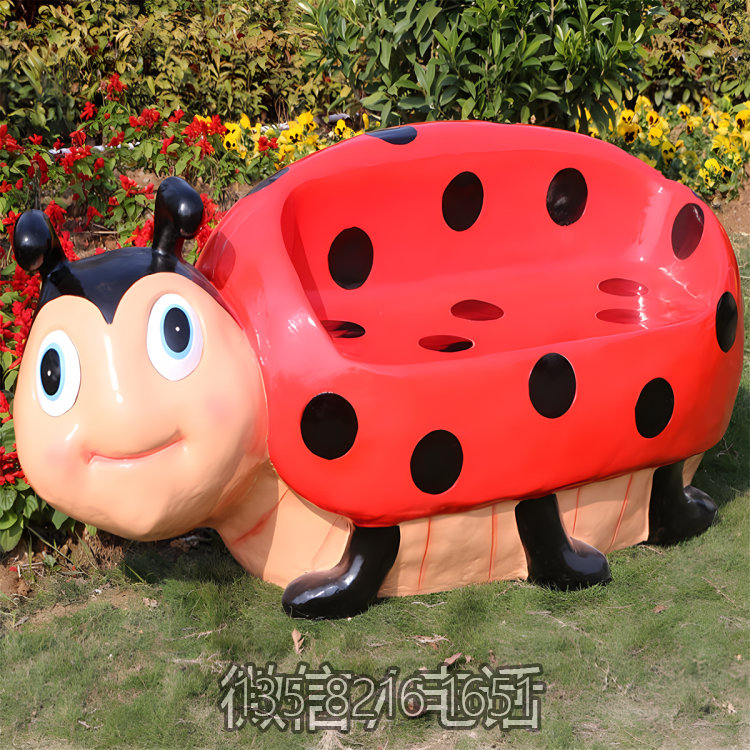 花園景觀擺件玻璃鋼卡通七星瓢蟲(chóng)座椅雕塑 花園景觀擺件玻璃鋼卡通七星瓢蟲(chóng)座椅雕塑