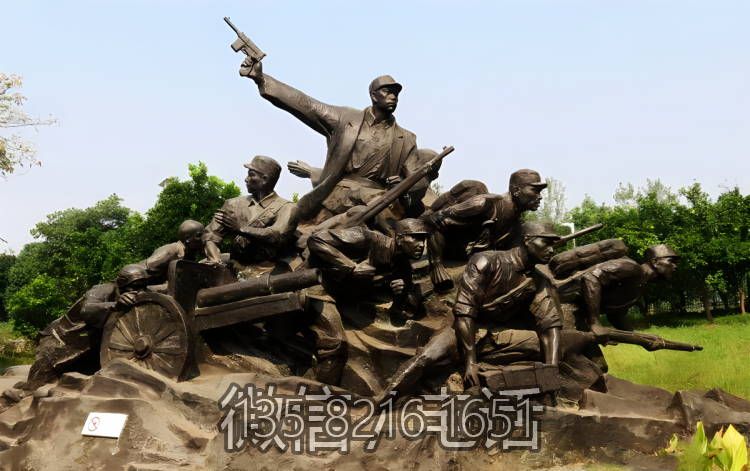 紅色文化英雄人物八路軍戰(zhàn)士銅雕群雕