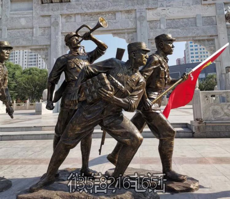 玻璃鋼八路軍戰士仿銅雕塑