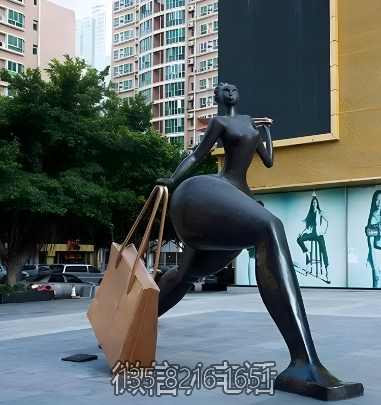 購(gòu)物人物銅雕塑