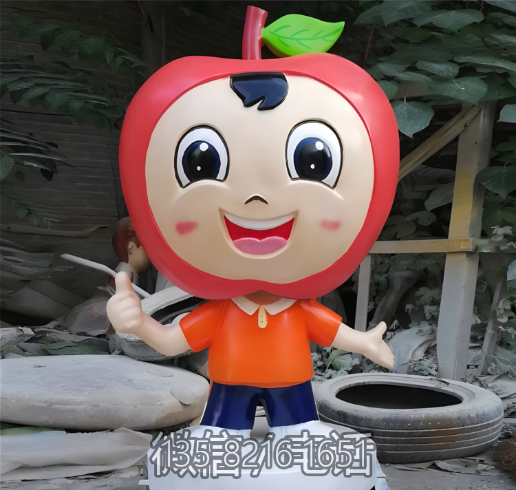玻璃鋼卡通蘋果水果雕塑公仔 玻璃鋼卡通蘋果水果雕塑公仔