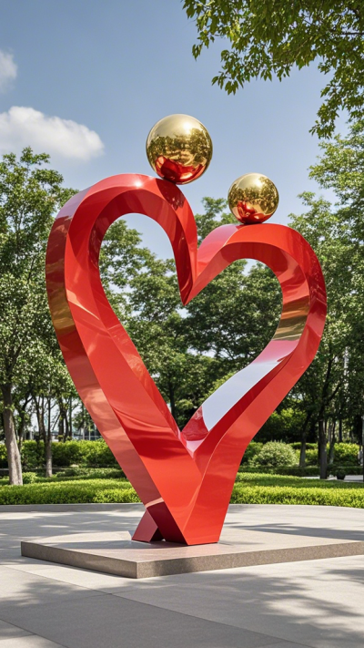 不銹鋼愛(ài)心抽象人物景觀(guān)雕塑