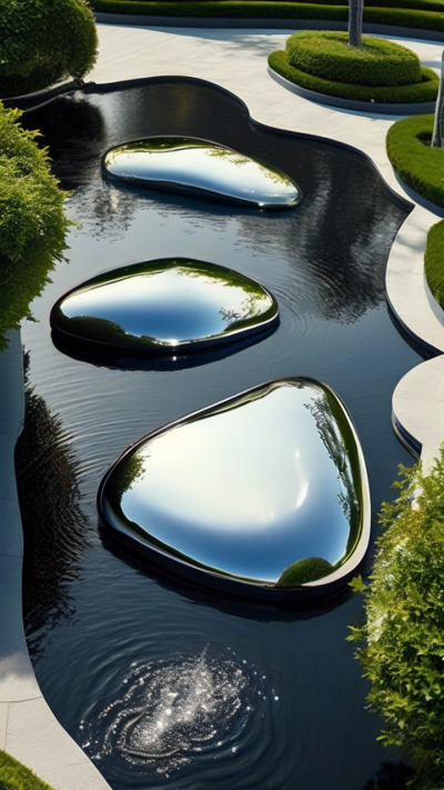 水景湖泊不銹鋼鏡面鵝卵石裝飾擺件