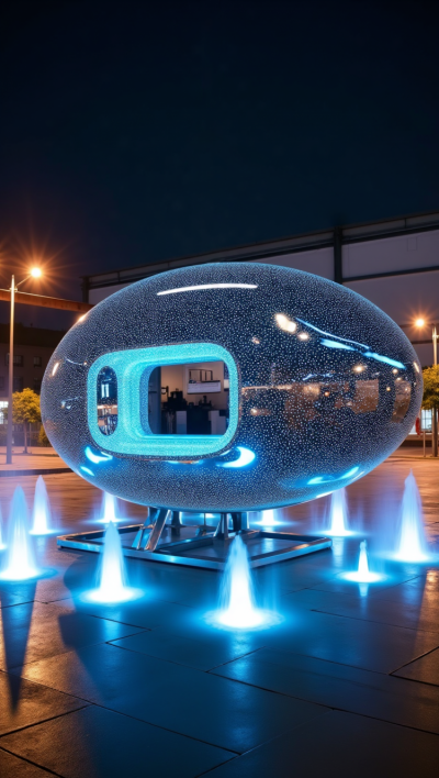 水景裝飾滿天星不銹鋼發(fā)光橢圓球雕塑