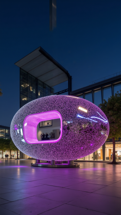 鏤空不銹鋼橢圓發(fā)光球雕塑