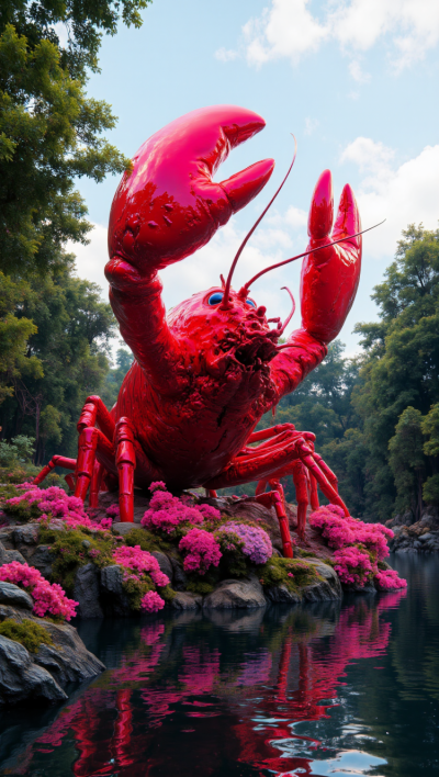 景區(qū)園林大型不銹鋼仿真龍蝦雕塑