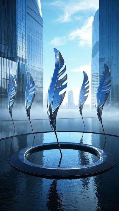 鏡面不銹鋼羽毛藝術(shù)雕塑擺件