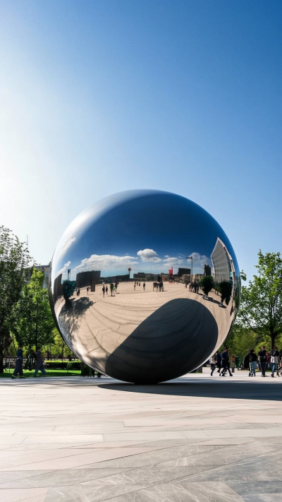 公園廣場不銹鋼鏡面圓球雕塑