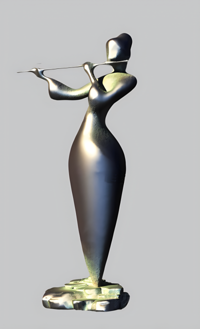 創(chuàng)意不銹鋼抽象吹笛子的人物雕塑