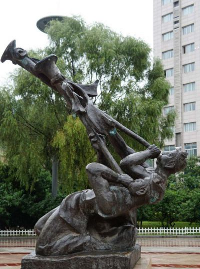 園林景觀銅雕，吹嗩吶的人物銅雕塑