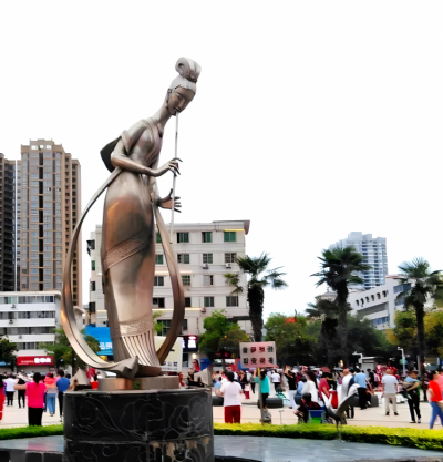 城市廣場(chǎng)景觀黃銅景觀吹簫的人物雕塑