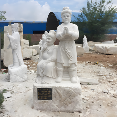 嚙指痛心漢白玉二十四孝人物雕塑