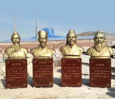 校園醫(yī)院玻璃鋼仿銅古代四大名醫(yī)雕塑