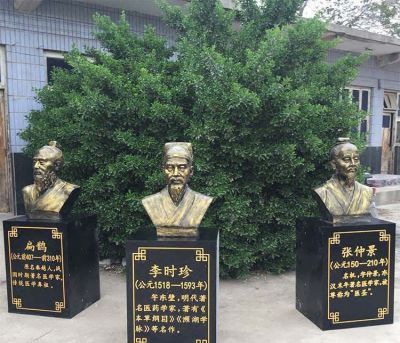 醫(yī)院學校廣場擺放鍍金扁鵲李時珍張仲景胸像古代人物銅雕