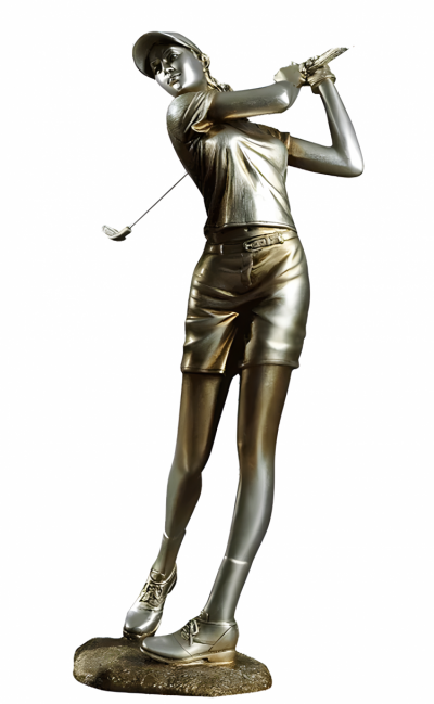 運(yùn)動(dòng)人物景觀玻璃鋼仿銅打高爾夫球的人物雕塑