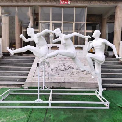 玻璃鋼學(xué)校園體育館雕塑裝飾擺件跨欄的運(yùn)動(dòng)人物雕塑