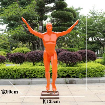 公園人物景觀玻璃鋼抽象幾何塊面跑步人物雕塑