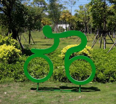 戶外大型剪影自行車運(yùn)動(dòng)人物玻璃鋼雕塑體育館健身場所裝飾