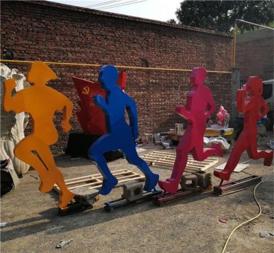 社區(qū)景觀擺件不銹鋼剪影創(chuàng)意運(yùn)動跑步人物雕塑