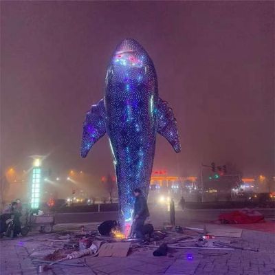 城市景觀裝飾擺件不銹鋼大型動物景觀鯨魚雕塑