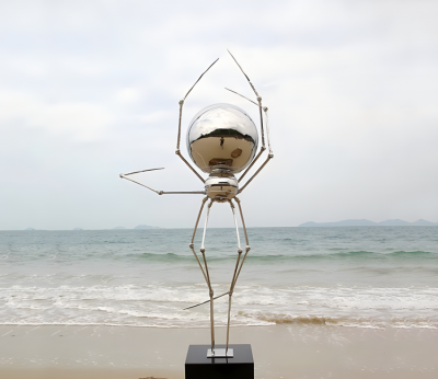 戶外景觀裝飾品落地?cái)[件不銹鋼鏡面抽象創(chuàng)意蜘蛛雕塑