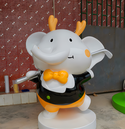 運(yùn)動館美陳裝飾景觀擺件玻璃鋼卡通樹脂打高爾夫的大象雕塑