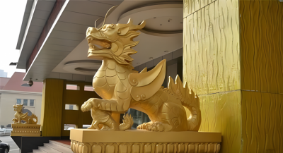 酒店門口大型動(dòng)物景觀裝飾招財(cái)鎮(zhèn)宅麒麟雕塑