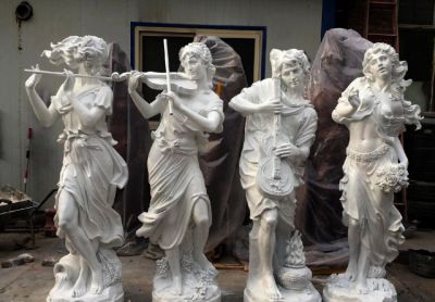 漢白玉吹拉彈唱人物雕塑