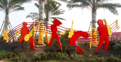 園林?jǐn)[件不銹鋼剪影樂隊(duì)雕塑