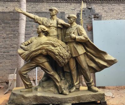 紅色文化玻璃鋼仿銅人物群雕