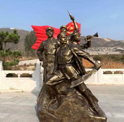 玻璃鋼仿銅抗戰(zhàn)人物雕塑