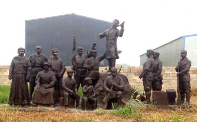 純銅鑄造紅色文化雕塑人物群