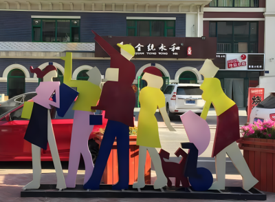 不銹鋼剪影購物主題人物雕塑