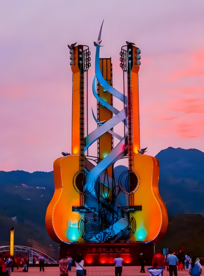 大型不銹鋼音樂節(jié)吉他景觀雕塑