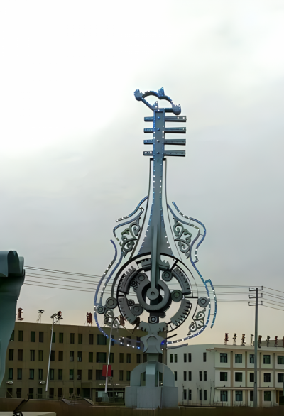 抽象不銹鋼吉他雕塑