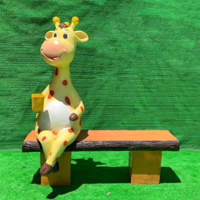 玻璃鋼卡通長頸鹿坐凳