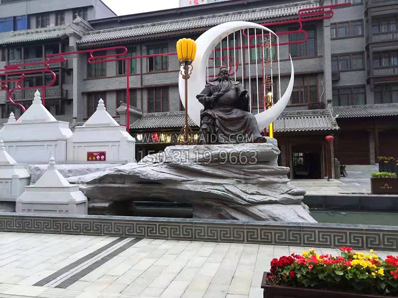關羽夜讀春秋景觀雕塑最終效果 關羽夜讀春秋景觀雕塑最終效果